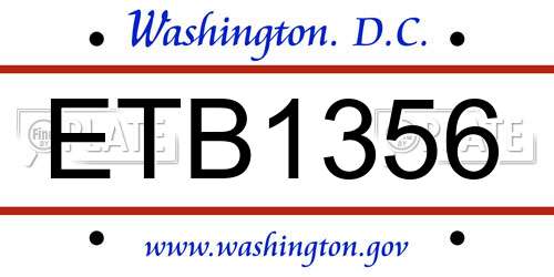 ETB1356 District Of Columbia License Plate