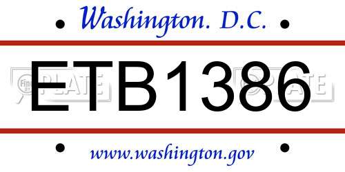 ETB1386 District Of Columbia License Plate