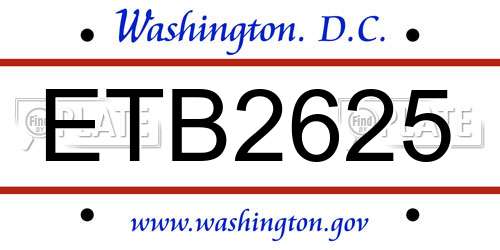 ETB2625 District Of Columbia License Plate
