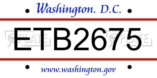 ETB2675 District Of Columbia License Plate