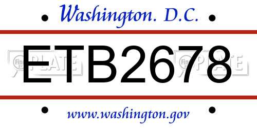 ETB2678 District Of Columbia License Plate