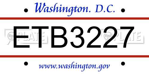 ETB3227 District Of Columbia License Plate