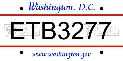 ETB3277 District Of Columbia License Plate
