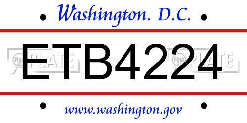 ETB4224 District Of Columbia License Plate