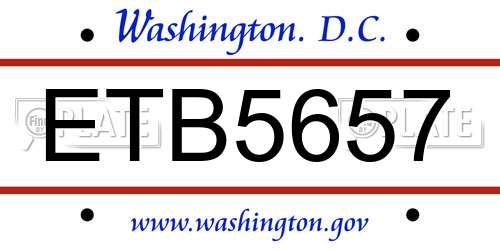 ETB5657 District Of Columbia License Plate