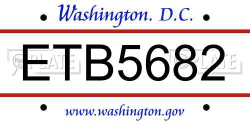 ETB5682 District Of Columbia License Plate