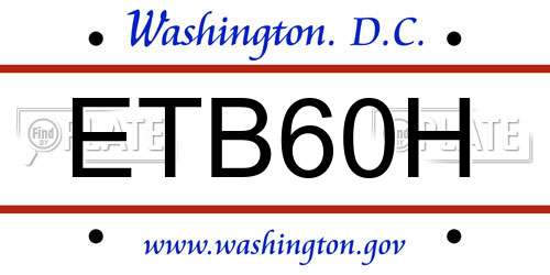 ETB60H District Of Columbia License Plate