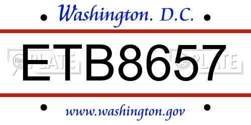 ETB8657 District Of Columbia License Plate