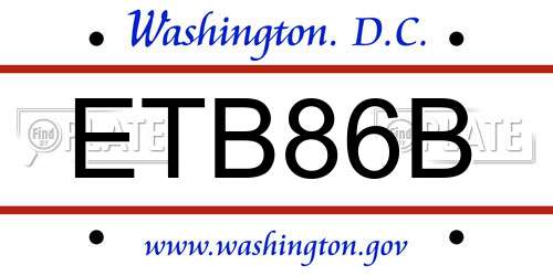 ETB86B District Of Columbia License Plate