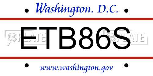ETB86S District Of Columbia License Plate