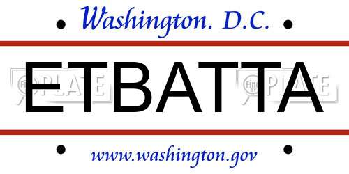 ETBATTA District Of Columbia License Plate