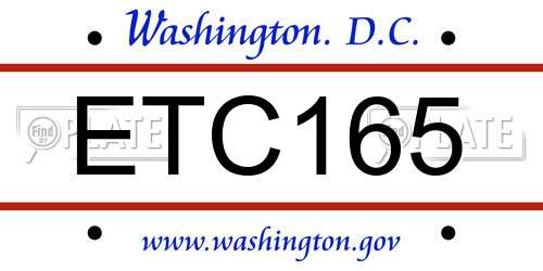 ETC165 District Of Columbia License Plate