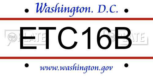 ETC16B District Of Columbia License Plate