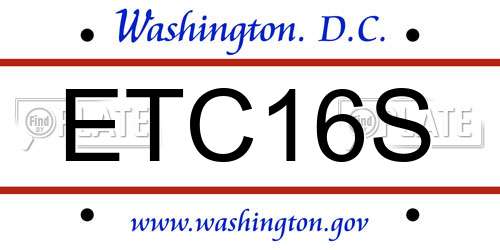 ETC16S District Of Columbia License Plate