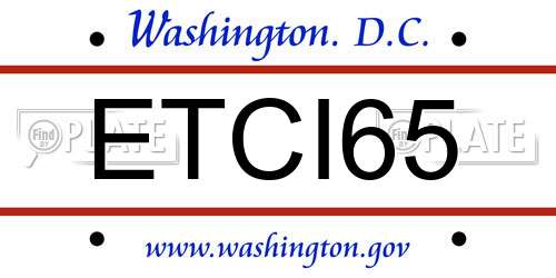ETCI65 District Of Columbia License Plate