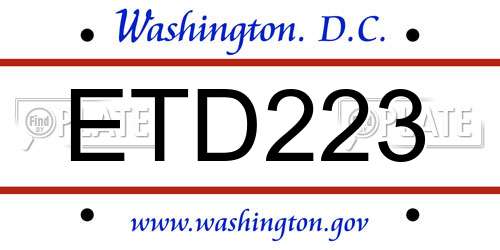 ETD223 District Of Columbia License Plate