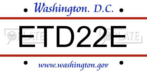 ETD22E District Of Columbia License Plate