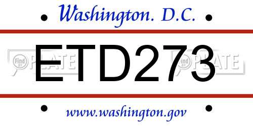 ETD273 District Of Columbia License Plate
