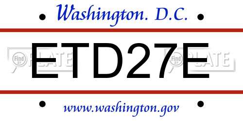 ETD27E District Of Columbia License Plate