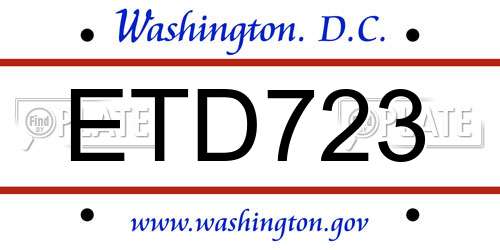 ETD723 District Of Columbia License Plate
