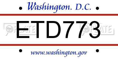 ETD773 District Of Columbia License Plate