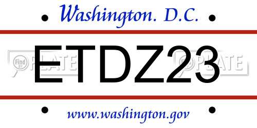 ETDZ23 District Of Columbia License Plate