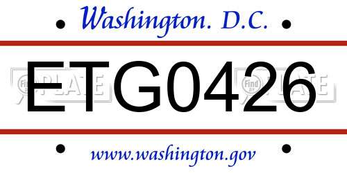 ETG0426 District Of Columbia License Plate