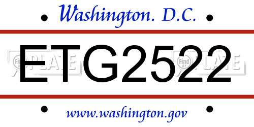 ETG2522 District Of Columbia License Plate