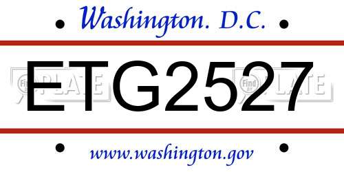 ETG2527 District Of Columbia License Plate