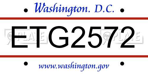 ETG2572 District Of Columbia License Plate