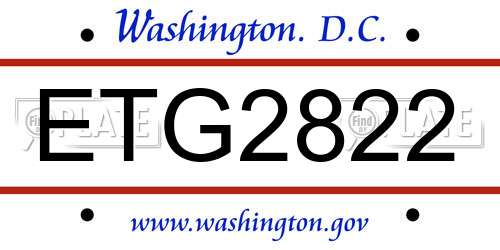 ETG2822 District Of Columbia License Plate