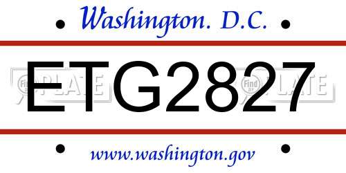 ETG2827 District Of Columbia License Plate