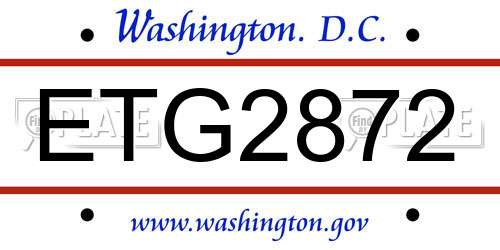 ETG2872 District Of Columbia License Plate
