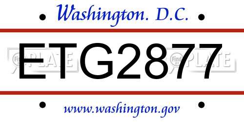 ETG2877 District Of Columbia License Plate