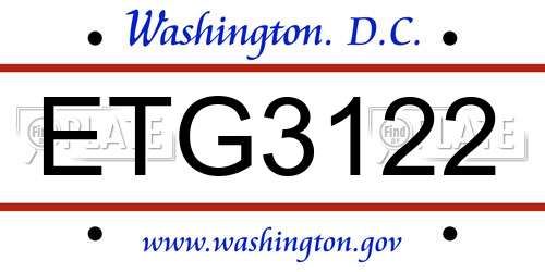 ETG3122 District Of Columbia License Plate