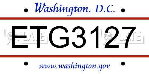 ETG3127 District Of Columbia License Plate