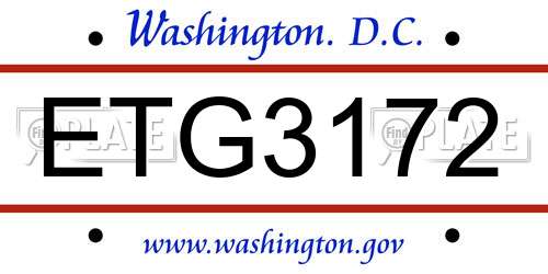 ETG3172 District Of Columbia License Plate