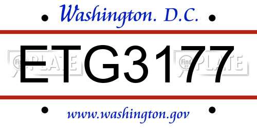 ETG3177 District Of Columbia License Plate