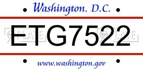 ETG7522 District Of Columbia License Plate