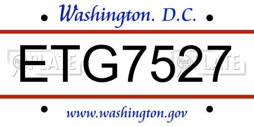 ETG7527 District Of Columbia License Plate