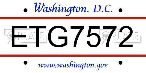 ETG7572 District Of Columbia License Plate