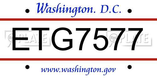 ETG7577 District Of Columbia License Plate