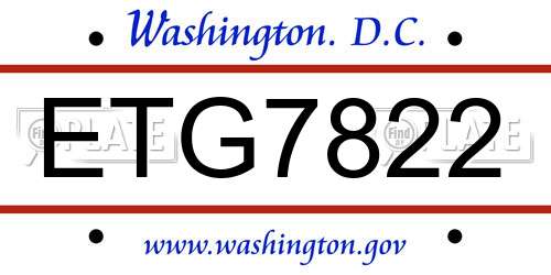 ETG7822 District Of Columbia License Plate