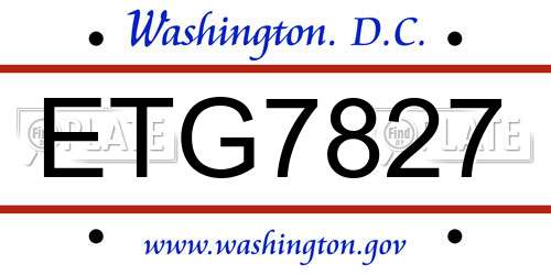 ETG7827 District Of Columbia License Plate