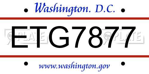 ETG7877 District Of Columbia License Plate