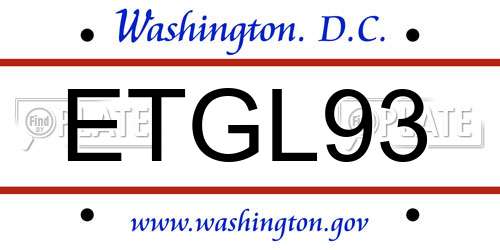 ETGL93 District Of Columbia License Plate