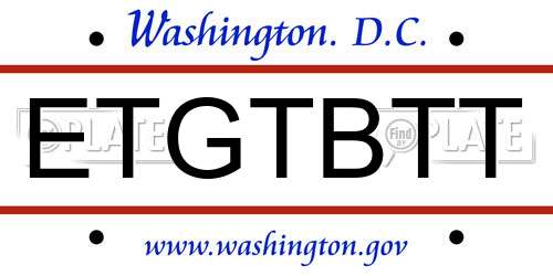 ETGTBTT District Of Columbia License Plate