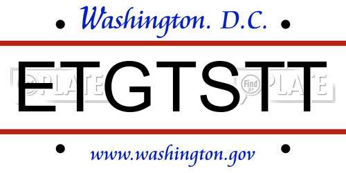 ETGTSTT District Of Columbia License Plate