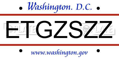 ETGZSZZ District Of Columbia License Plate