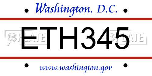 ETH345 District Of Columbia License Plate